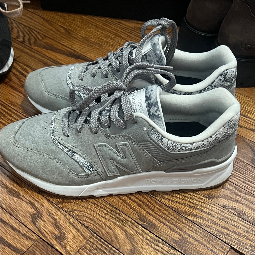 New Balance Light Gray and White Sneakers